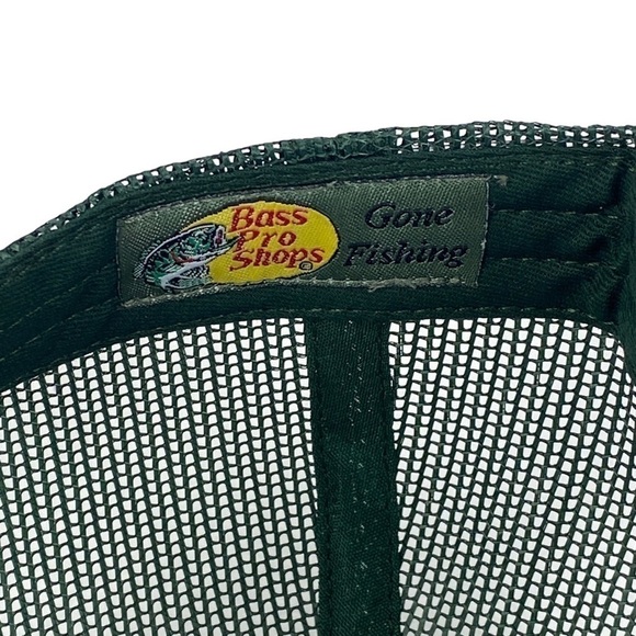 Bass Pro Shops Dark Green Printed Logo Trucker Mesh Hat Snapback Closure NEW - Picture 8 of 10